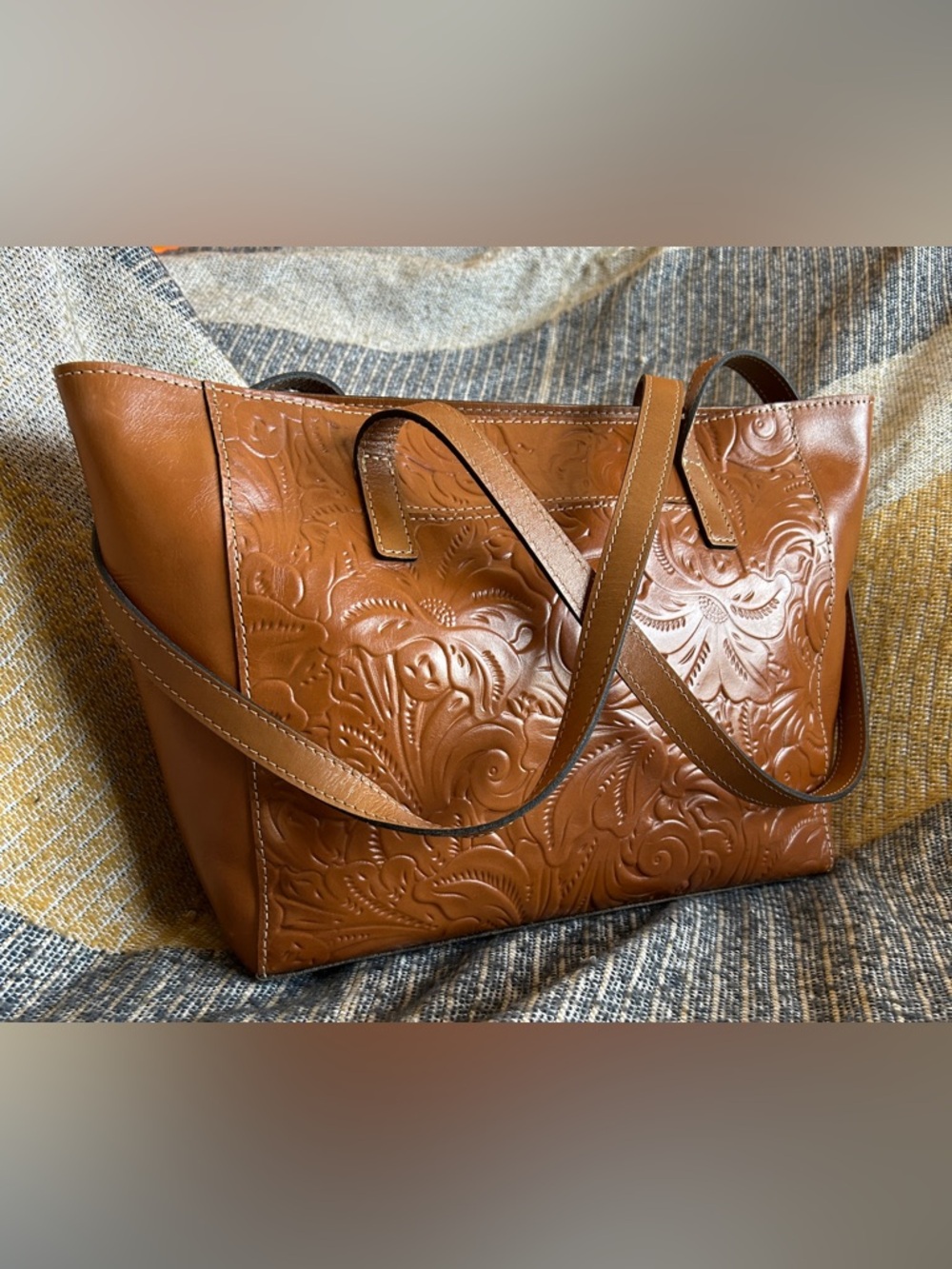 Patricia Nash Varsi Hand Tooled Leather Tote